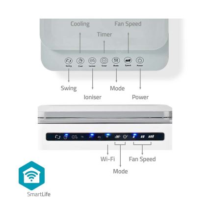 Klimatyzer 65W/230V Wi-Fi Tuya biały + pilot zdalnego sterowania