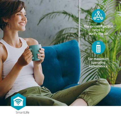 Klimatyzer 65W/230V Wi-Fi Tuya biały + pilot zdalnego sterowania