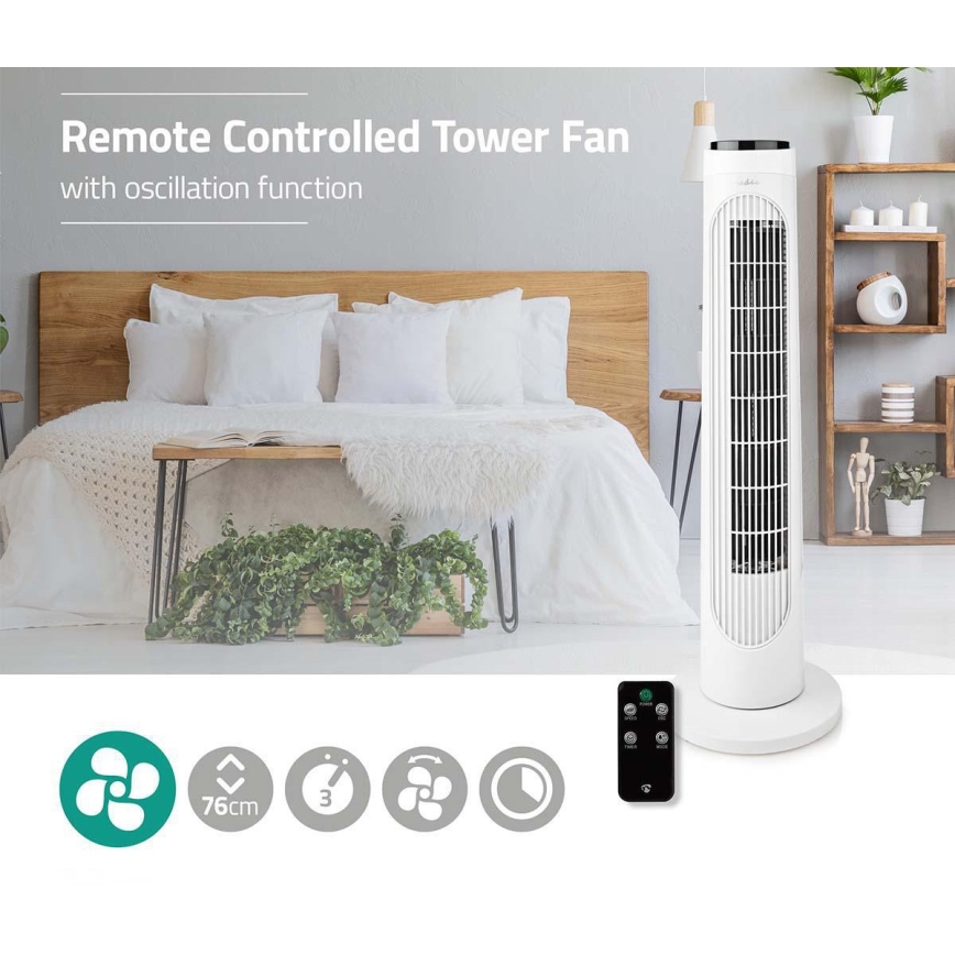 Wentylator wieżowy 50W/230V biały + zdalne sterowanie
