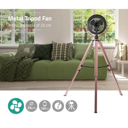 Wentylator na statywie 45W/230V różowe złoto