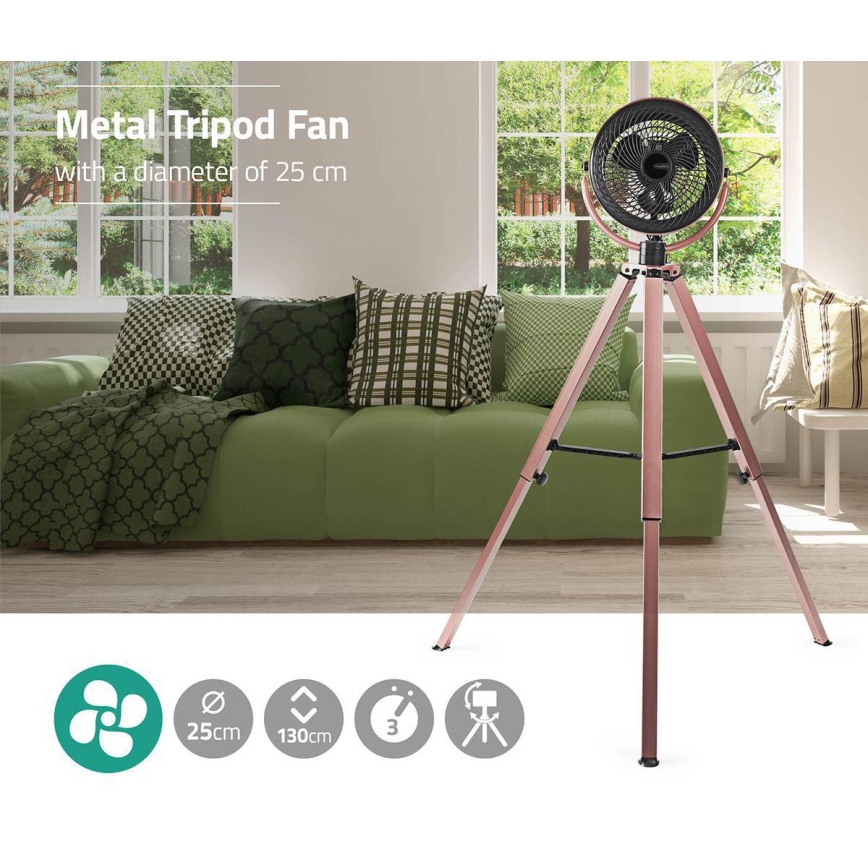 Wentylator na statywie 45W/230V różowe złoto