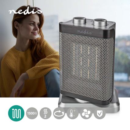Wentylator z ceramicznym wkładem grzejnym 1000/1500W/230V srebrny