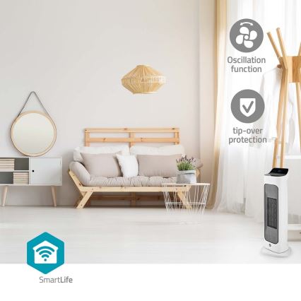 Wentylator z Grzejnik ceramiczny Smartlife 400/2000W/230V Wi-Fi Tuya + pilot zdalnego sterowania