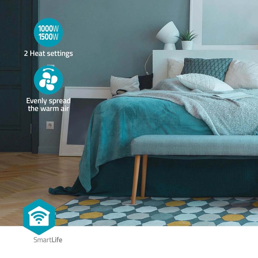 Wentylator z Grzejnik ceramiczny Smartlife 1000/1500W/230V Wi-Fi Tuya + pilot zdalnego sterowania