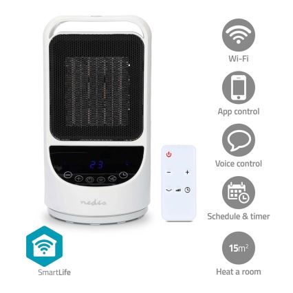 Wentylator z Grzejnik ceramiczny Smartlife 1000/1500W/230V Wi-Fi Tuya + pilot zdalnego sterowania