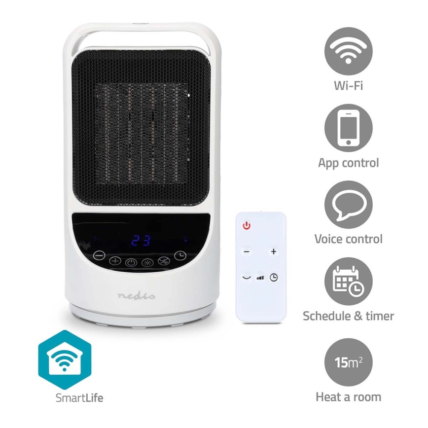 Wentylator z Grzejnik ceramiczny Smartlife 1000/1500W/230V Wi-Fi Tuya + pilot zdalnego sterowania