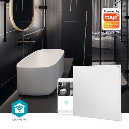 Panel grzewczy na podczerwień 350W/230V 59,8x62 cm IP44 Wi-Fi Tuya + zdalne sterowanie