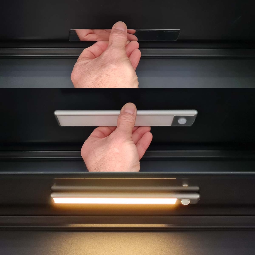 LED Akumulatorowe magnetyczne oświetlenie szafki z czujnikiem ruchu LED/1W/1100 mAh 3000K