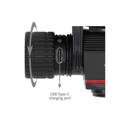 Ładowalna aluminiowa czołówka z regulacją jasności LED/10W/5V 2200 mAh IPX8 czarna