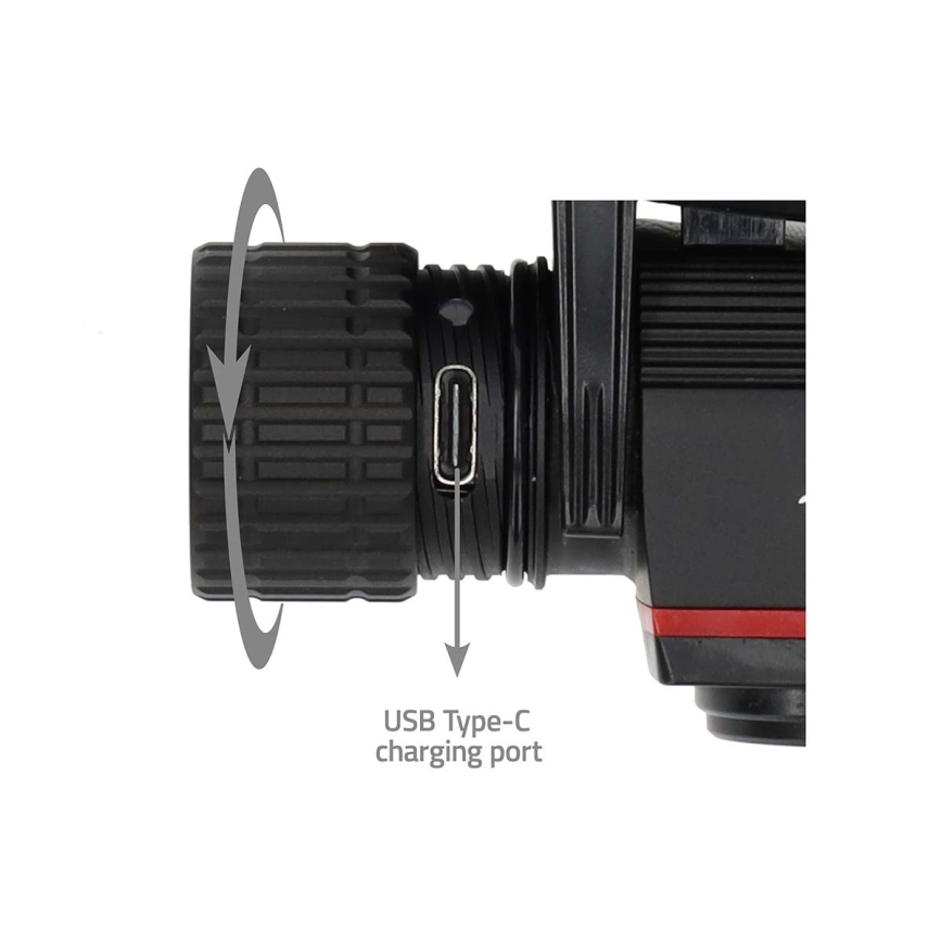 Ładowalna aluminiowa czołówka z regulacją jasności LED/10W/5V 2200 mAh IPX8 czarna