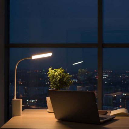 LED ściemnialna ładowalna dotykowa elastyczna lampka biurkowa z klipsem LED/5W/1200 mAh biała