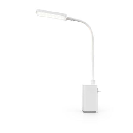 LED ściemnialna ładowalna dotykowa elastyczna lampka biurkowa z klipsem LED/5W/1200 mAh biała