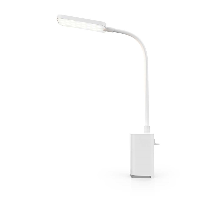LED ściemnialna ładowalna dotykowa elastyczna lampka biurkowa z klipsem LED/5W/1200 mAh biała