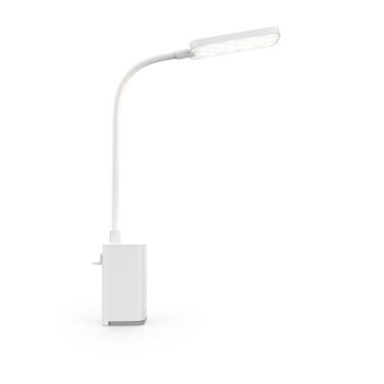 LED ściemnialna ładowalna dotykowa elastyczna lampka biurkowa z klipsem LED/5W/1200 mAh biała