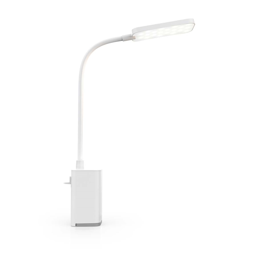 LED ściemnialna ładowalna dotykowa elastyczna lampka biurkowa z klipsem LED/5W/1200 mAh biała