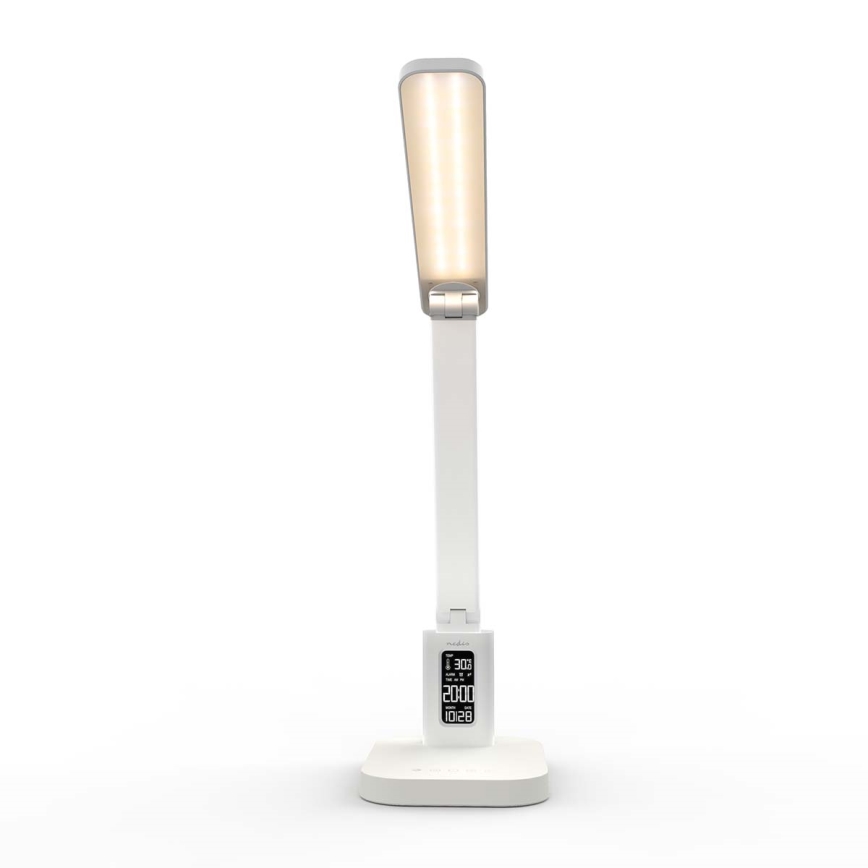 LED ściemnialna ładowalna dotykowa lampka biurkowa z wyświetlaczem LED/7,5W/1200 mAh 3000/4000/5700K CRI 90 biała