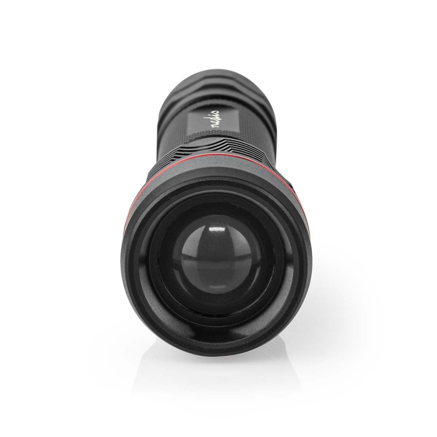 Aluminiowa ładowalna latarka LED z regulacją jasności, 10W/5V, 2200 mAh, IPX7, czarna