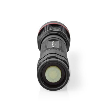 Aluminiowa ładowalna latarka LED z regulacją jasności, 10W/5V, 2200 mAh, IPX7, czarna