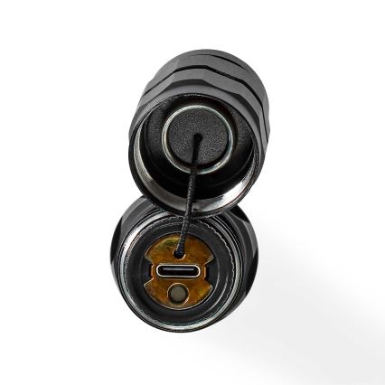 Aluminiowa ładowalna latarka LED z regulacją jasności, 10W/5V, 2200 mAh, IPX7, czarna