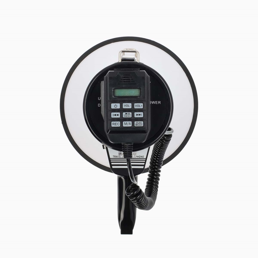 Megafon z zewnętrznym mikrofonem USB 25W/8xC biały/czarny