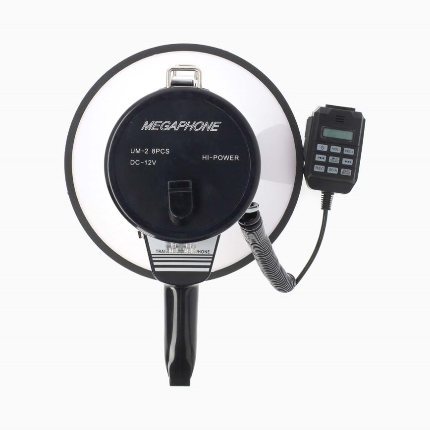 Megafon z zewnętrznym mikrofonem USB 25W/8xC biały/czarny