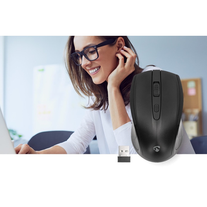 Mysz bezprzewodowa 800/1200/1600 DPI 2xAAA czarny