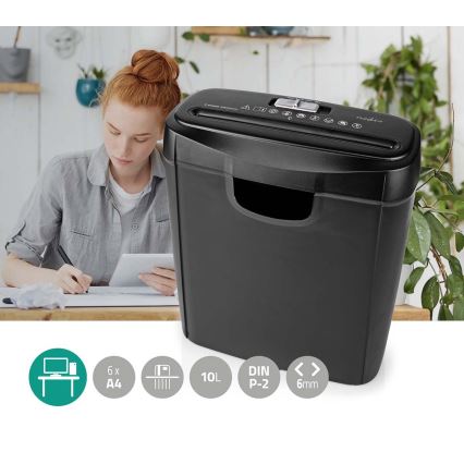 Niszczarka do papieru A4, pojemność 10 l, 230V, czarna
