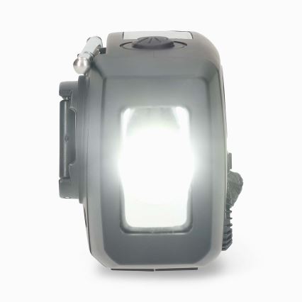 Radio AM/FM z korbką, panelem solarnym i latarką LED, akumulator 2000 mAh