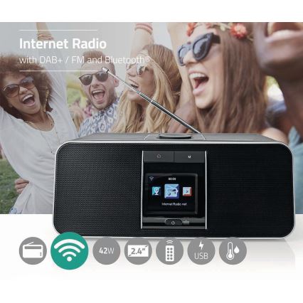 Wielofunkcyjne radio internetowe 42W/230V DAB+ FM Wi-Fi Bluetooth USB + pilot