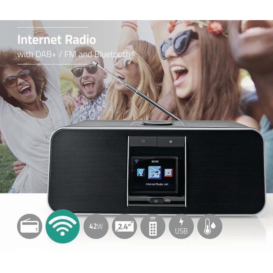 Wielofunkcyjne radio internetowe 42W/230V DAB+ FM Wi-Fi Bluetooth USB + pilot