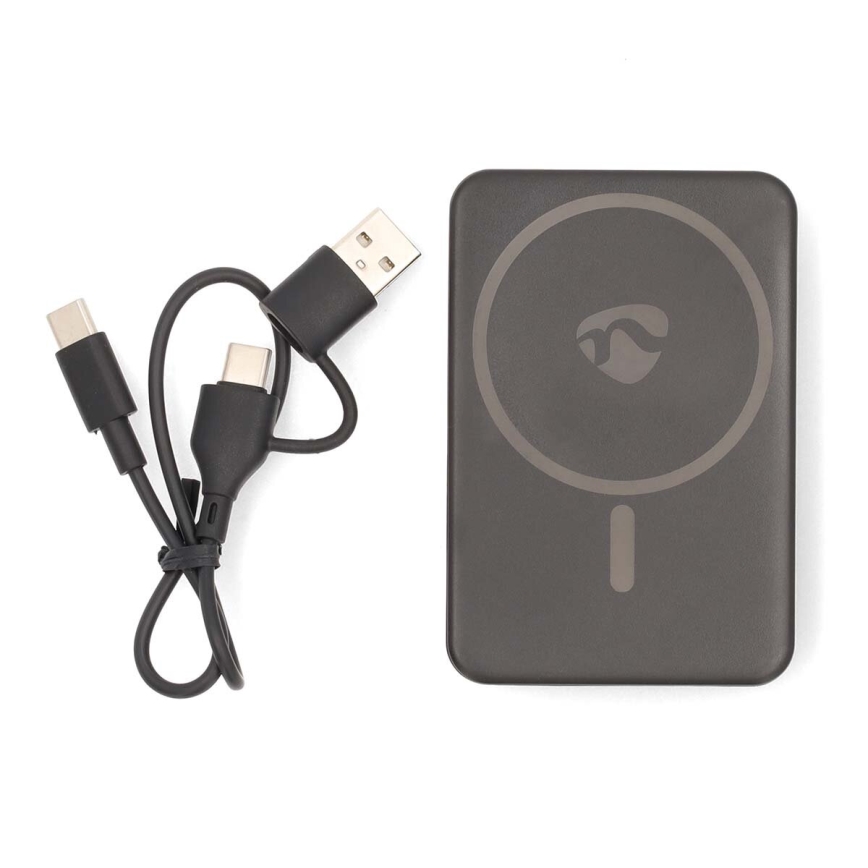 Power Bank 2w1 magnetyczny z ładowaniem bezprzewodowym MagSafe 5000 mAh czarny
