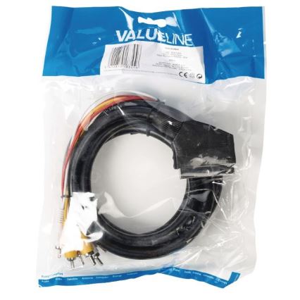 Kabel SCART 6x wtyk czarny 2m