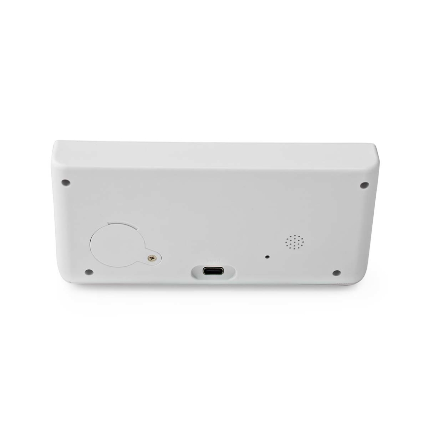 Budzik z wyświetlaczem LCD i bezprzewodową ładowarką 15W/230V + 1xCR2032 biały