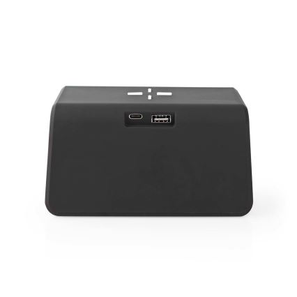 Budzik z wyświetlaczem LCD i bezprzewodową ładowarką 15W/230V 1x CR2032 czarny