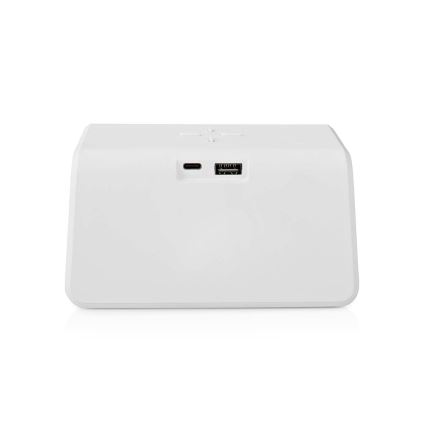 Budzik z wyświetlaczem LCD i bezprzewodową ładowarką 15W/230V 1x CR2032 biały