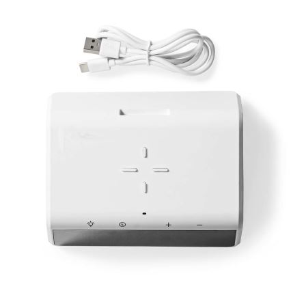 Budzik z wyświetlaczem LCD i bezprzewodową ładowarką 15W/230V 1x CR2032 biały