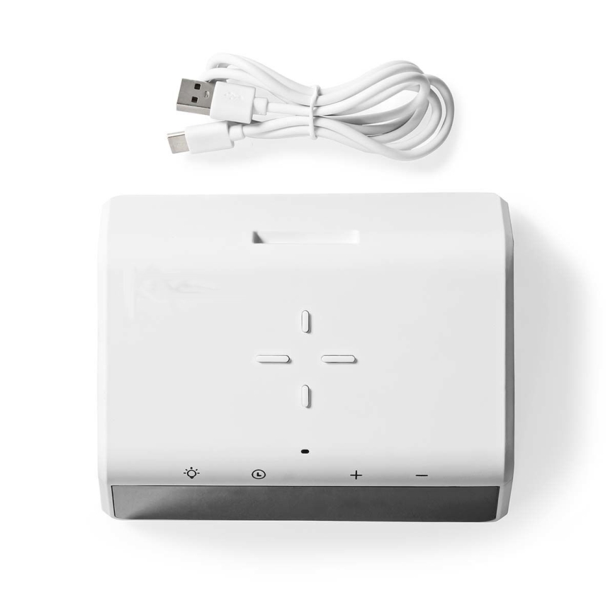 Budzik z wyświetlaczem LCD i bezprzewodową ładowarką 15W/230V 1x CR2032 biały