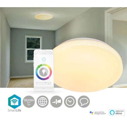 LED RGBW Ściemnialny plafon SmartLife LED/18W/230V 3000-6500K Wi-Fi