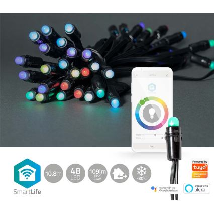 LED RGB Zewnętrzny łańcuch bożonarodzeniowy 48xLED 13,8m IP65 Wi-Fi Tuya