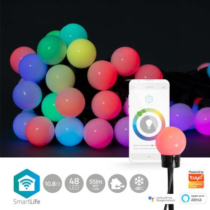 LED RGB Łańcuch dekoracyjny 48xLED 13,8m IP65 Wi-Fi Tuya