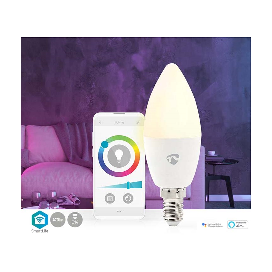 LED RGB Ściemniana żarówka Smartlife E14/4,9W/230V Wi-Fi 2700-6500K