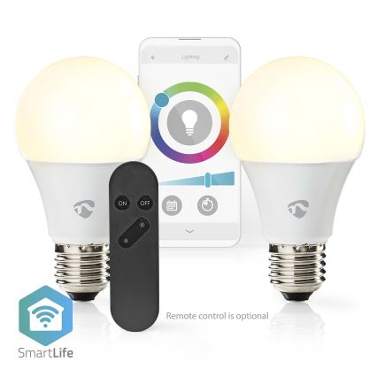 Zestaw 2x ściemnialnych żarówek LED RGBW SmartLife E27/9W/230V Wi-Fi 2700-6500K