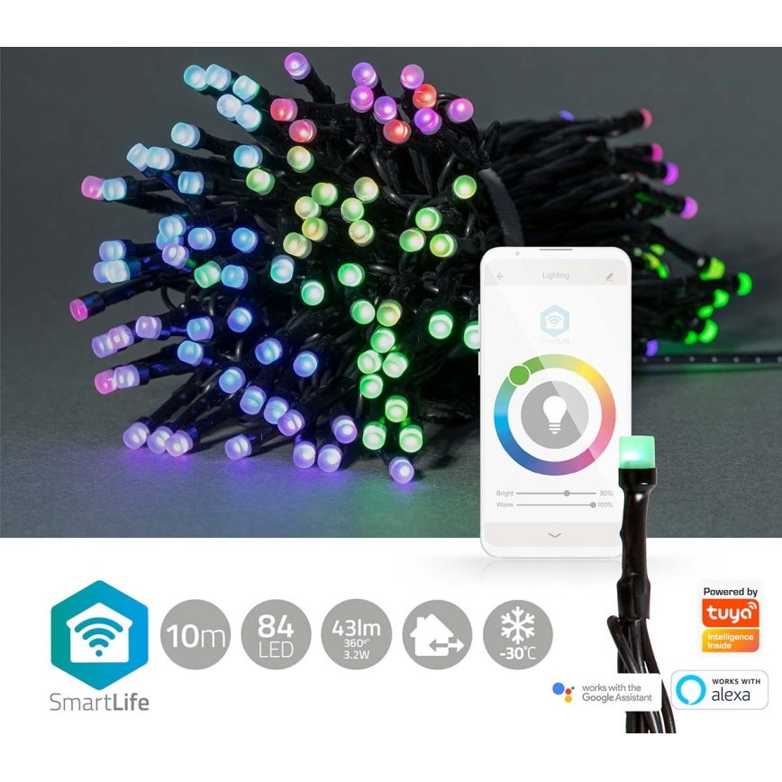 LED RGB  Łańcuch świąteczny 84xLED/8 funkcji 13m IP65 Wi-Fi Tuya