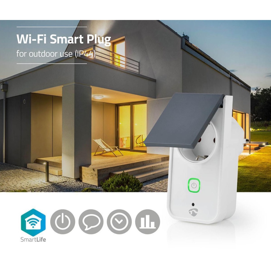 Smart zewnętrzne gniazdo 3680W/230V/Typ F SCHUKO/16A Wi-Fi IP44