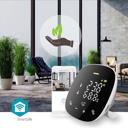 Inteligentny monitor jakości powietrza z LED wyświetlaczem SmartLife Wi-Fi