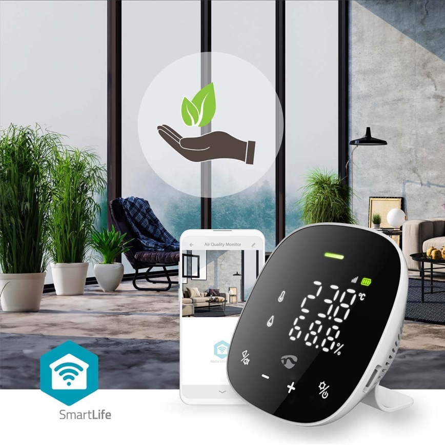 Inteligentny monitor jakości powietrza z LED wyświetlaczem SmartLife Wi-Fi