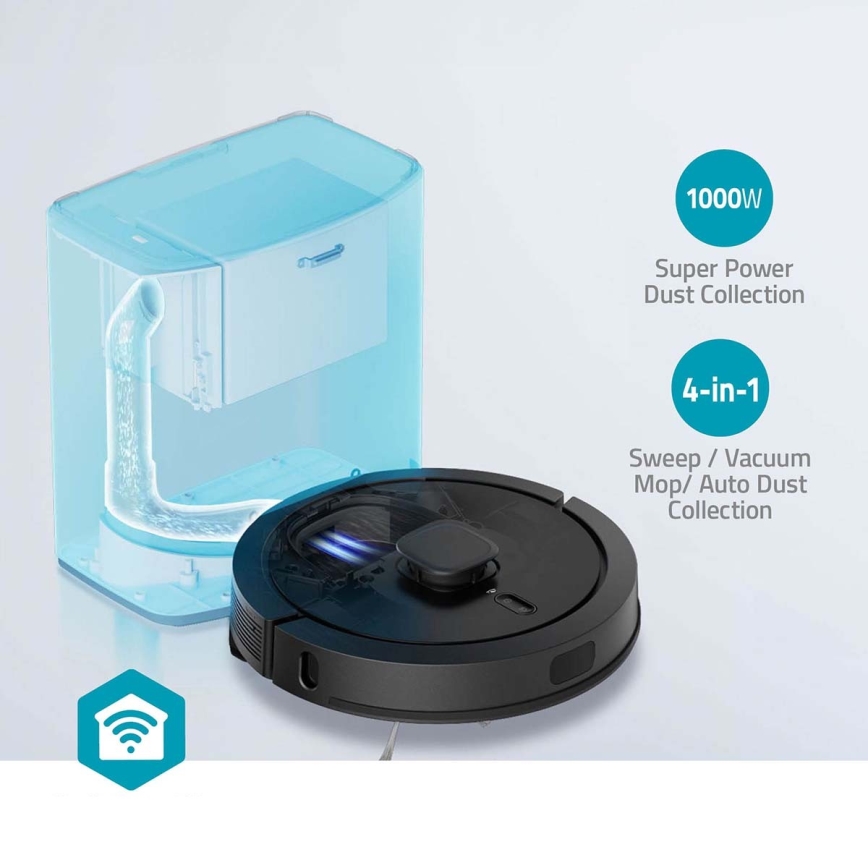 Inteligentny robot sprzątający z mopem SmartLife 5200 mAh Wi-Fi Tuya czarny + zdalne sterowanie