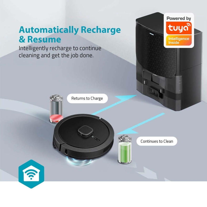 Inteligentny robot sprzątający z mopem SmartLife 5200 mAh Wi-Fi Tuya czarny + zdalne sterowanie