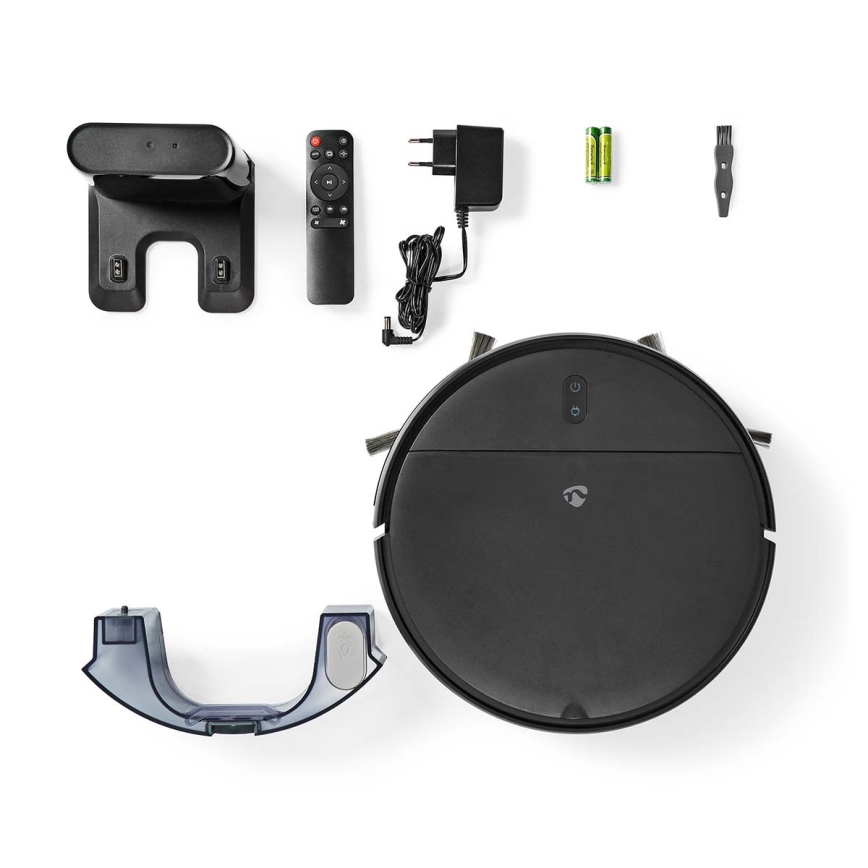 Inteligentny robot sprzątający z mopem 28W/2500 mAh Wi-Fi czarny + zdalne sterowanie