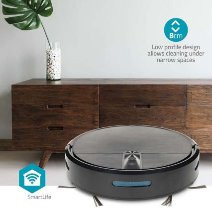 Inteligentny robot sprzątający z funkcją mopowania SmartLife, 2600 mAh, Wi‑Fi (Tuya), czarny + pilot zdalnego sterowania